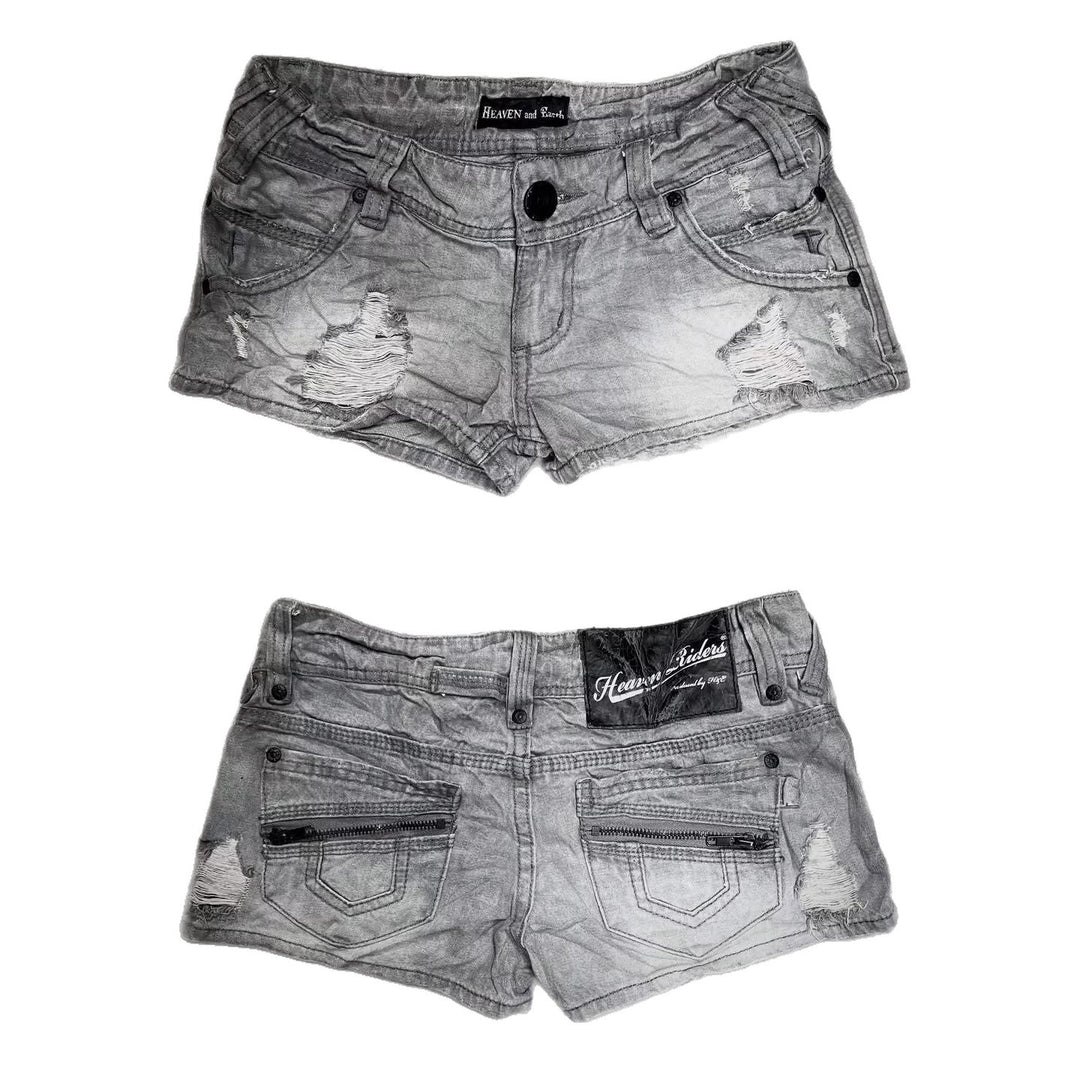 Dame trendy Jeans-Shorts med distressed detaljer Skovae