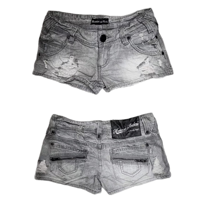 Dame trendy Jeans-Shorts med distressed detaljer Skovae
