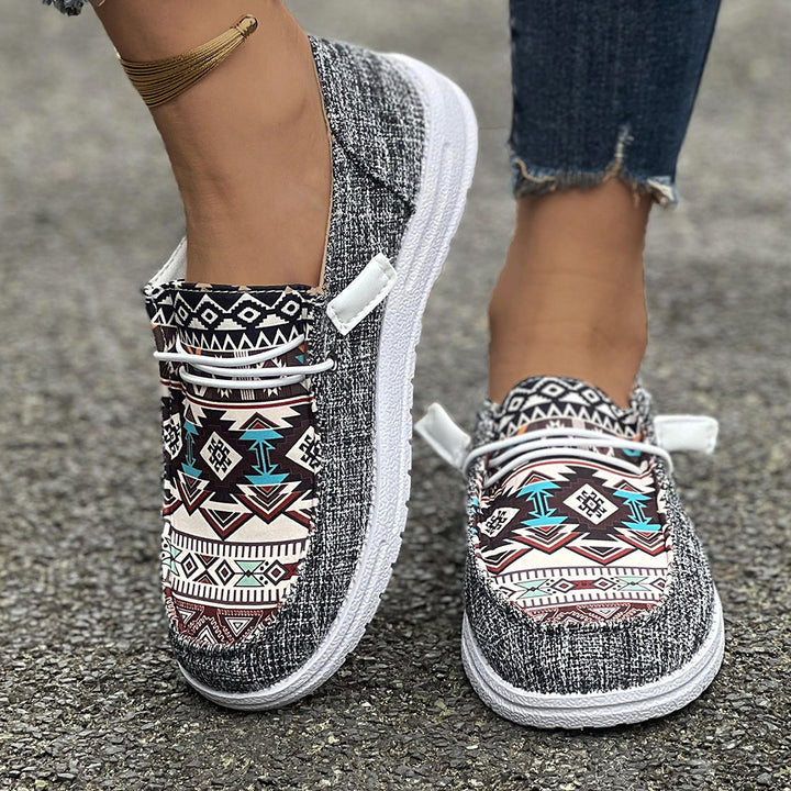 Dame Fritids Slip-On Sneakers med trendy Ethno-mønster Stilla