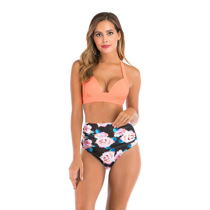Damehøj talje bikini med floral design Skovae