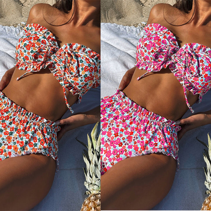 Dame bandeau bikini med legende ruffle detaljer Skovae