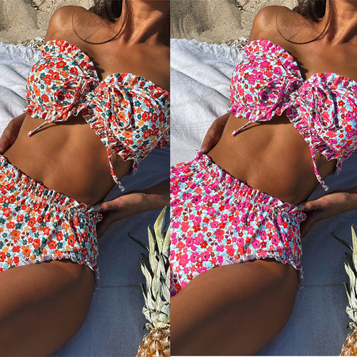 Dame bandeau bikini med legende ruffle detaljer Skovae