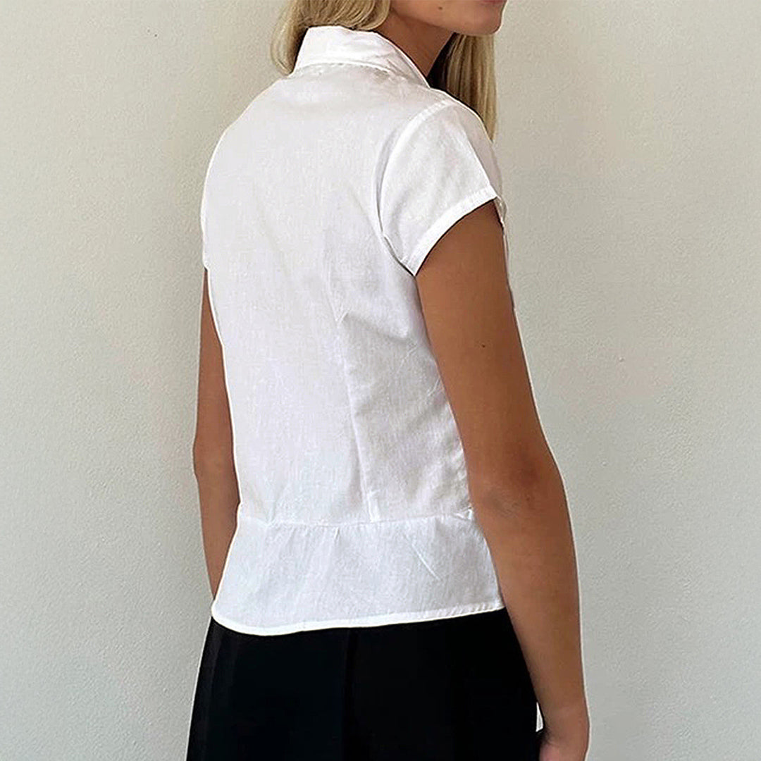 Dame Kortærmet Blusenshirt med struktureret design og moderne detaljer Stilla