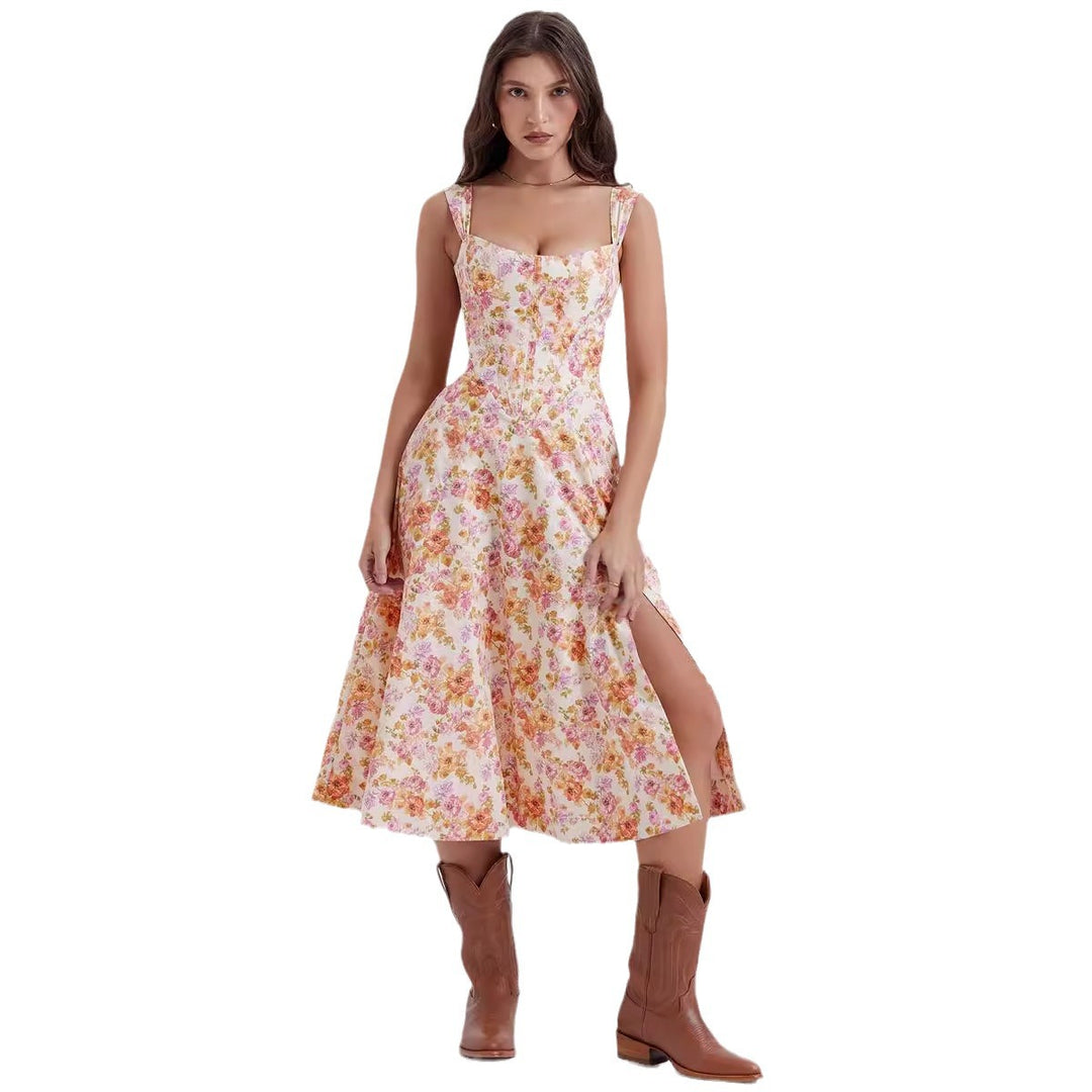 Dame Midikjole med off-shoulder design og blomster mønster Stilla