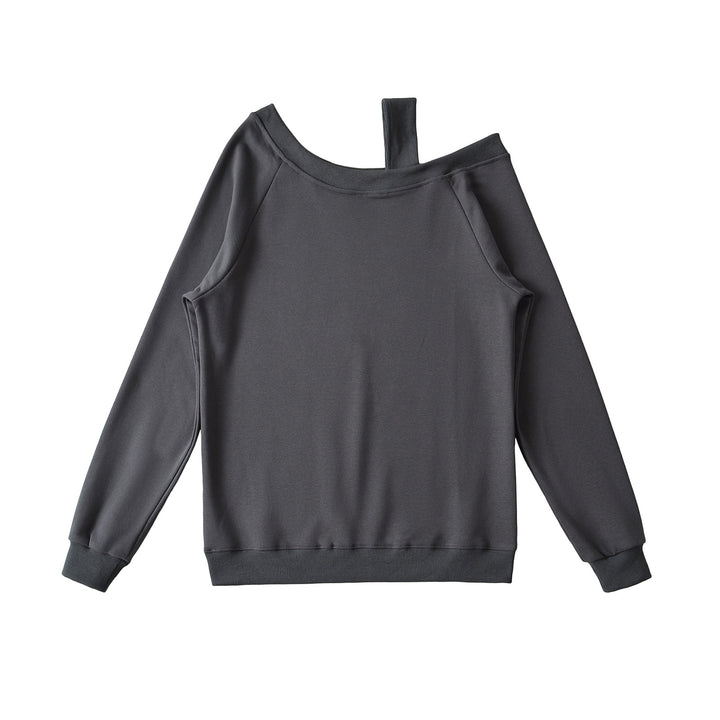 Dame afslappet Off-Shoulder Pullover med elastisk linning og fashionable detaljer Stilla