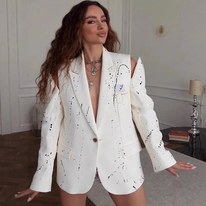 Dame størrelser blazer med kreative designelementer Stilla