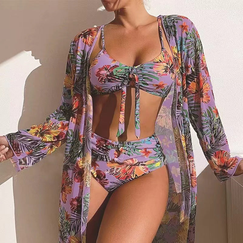 Femme Tropical Print To-delt Badedragt med gennemsigtig Cover-Up Stilla