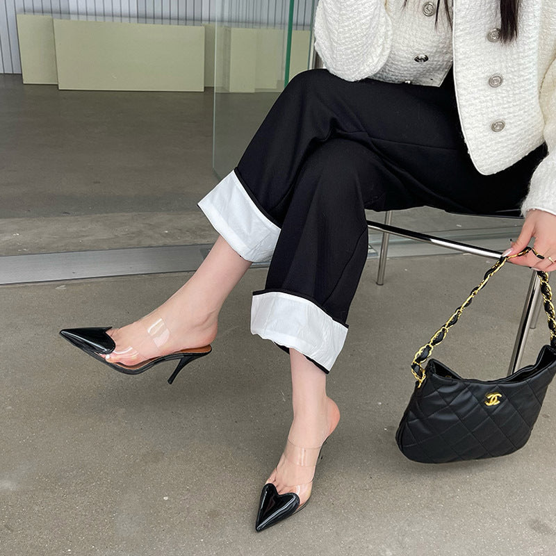 Dame Slingback Hæle med gennemsigtige remme og elegant spids tå Stilla