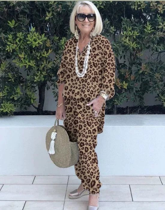 Damer elegant og afslappet kombination af bluse og bukser Stilla