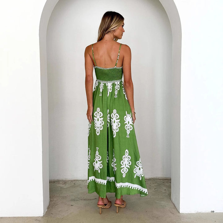 Dame Maxikjole med elegant Boho-mønster og filigran underdel Stilla