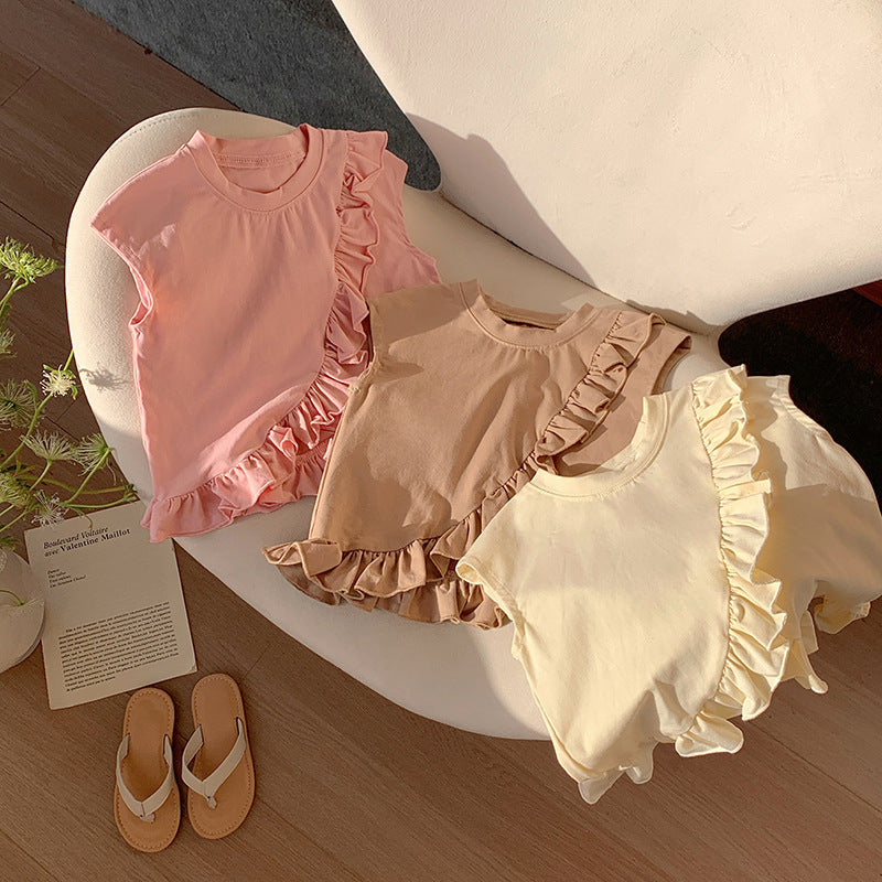 Pige Rynket Asymmetrisk Kant Top Stilla