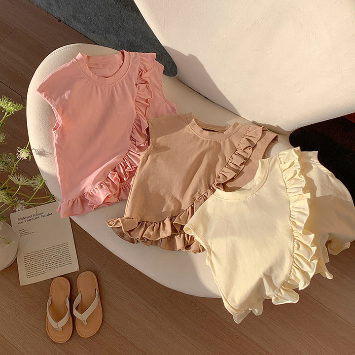 Pige Rynket Asymmetrisk Kant Top Stilla