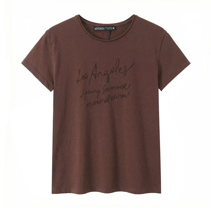 Dame T-shirt med minimalistisk design og eksklusiv tryk Skovae
