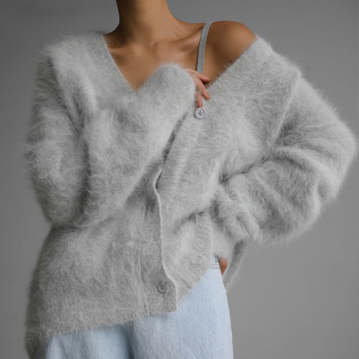 Damer hyggelig cardigan med voluminøse ærmer og elegante knapdetaljer Stilla