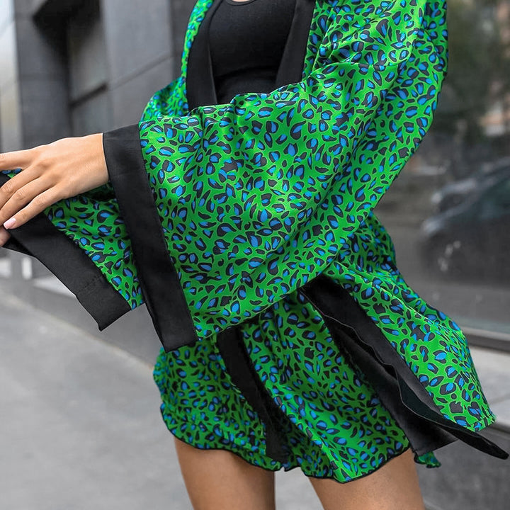Dame luksus Satin-Kimono med moderne mønster Stilla