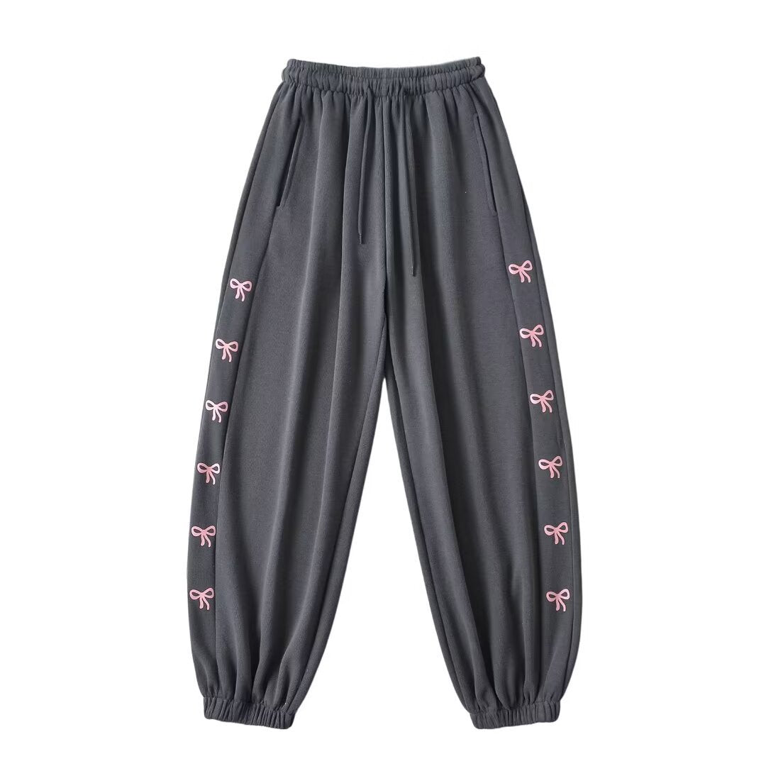 Dame Casual Joggingbukser med dekorative sløjfedetaljer og komfortabel pasform Stilla