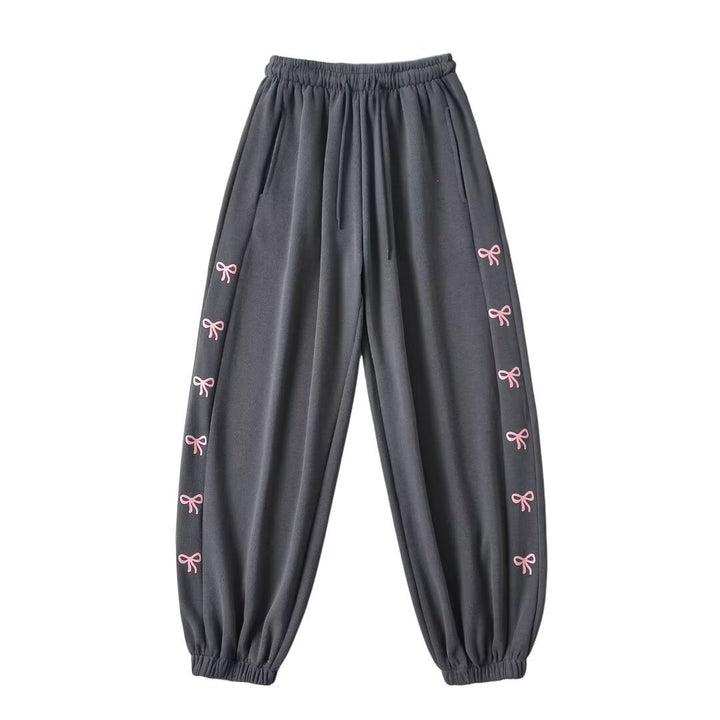 Dame Casual Joggingbukser med dekorative sløjfedetaljer og komfortabel pasform Stilla