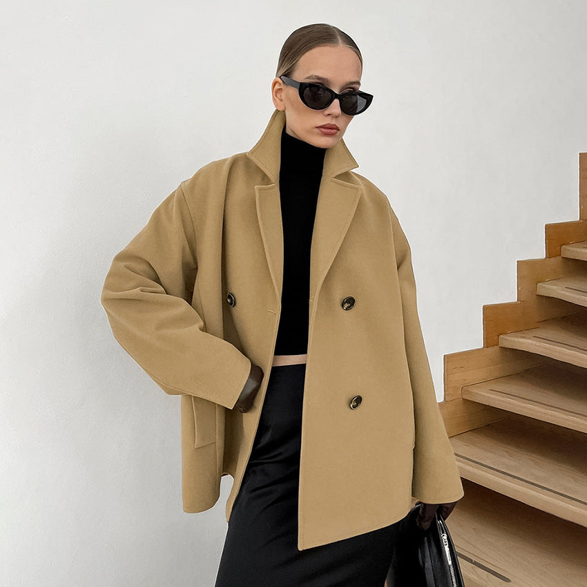 Dame Dobbelt-frontet Oversized Jakke med elegant Snit Stilla