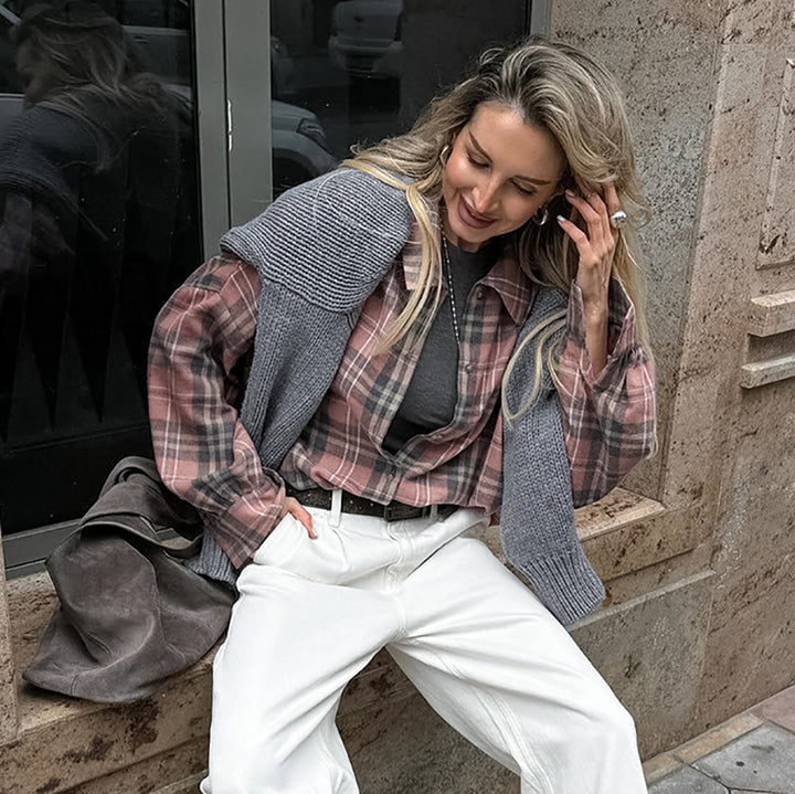 Dame Ternede Overshirt-Bluse med afslappet snit og praktiske lommer Stilla