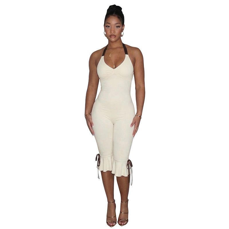 Dame Elegant jumpsuit med indpakningsdetaljer og flydende ben Skovae
