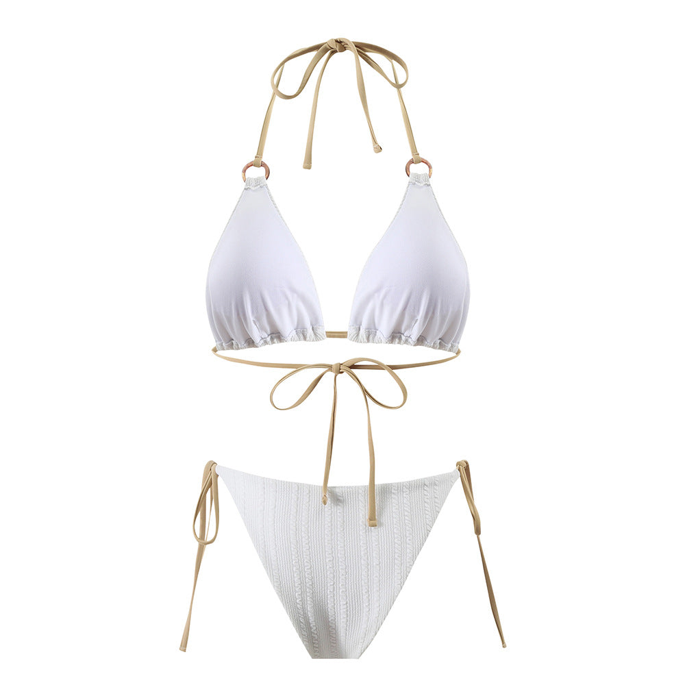 Dame triangel-bikini-sæt med struktureret strikoverflade og justerbare stropper Stilla