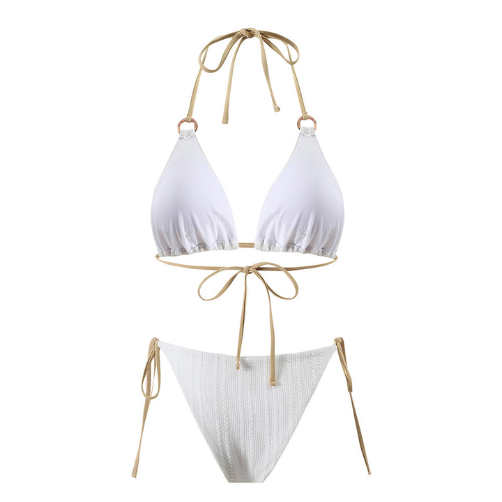 Dame triangel-bikini-sæt med struktureret strikoverflade og justerbare stropper Stilla