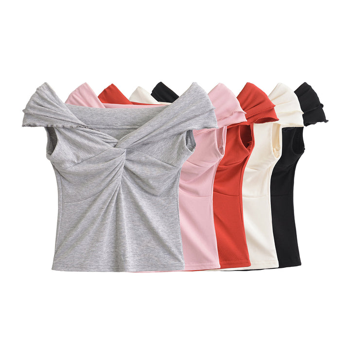 Dameoverdel med asymmetrisk omslagdesign og elegant drapering Stilla