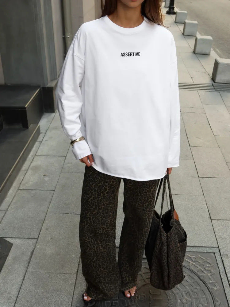 Kvinders afslappede oversized sweatshirt med printdesign Skovae
