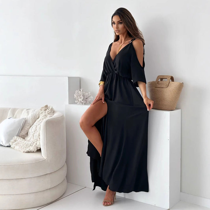 Stilla | Split-kjole Av-Skulder Stropp Skirt V-Hals Kjole