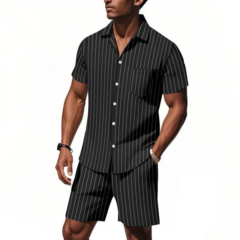 Herre elegant kortærmet skjorte og bermuda-shorts sæt Stilla