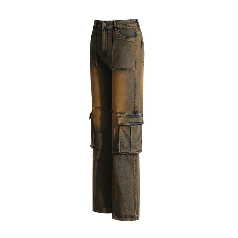 Dame Cargo-jeans med praktiske lommer og bred pasform Stilla