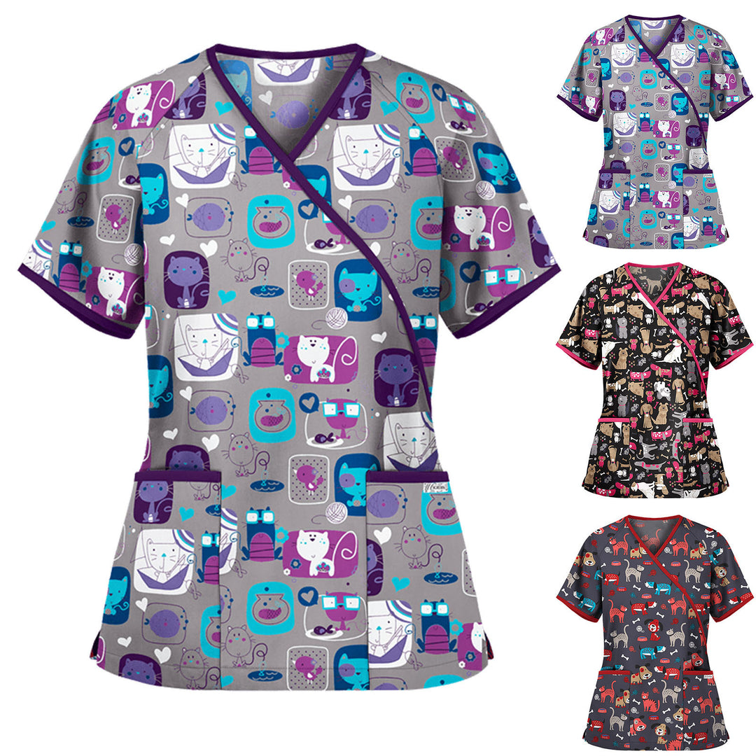 Dame Sødt Dyretryk Scrub Top Stilla