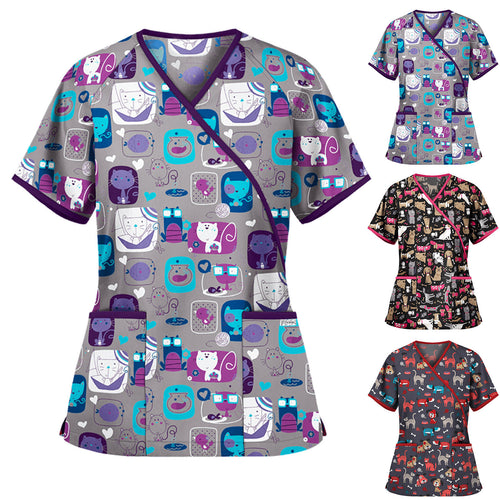 Dame Sødt Dyretryk Scrub Top Stilla
