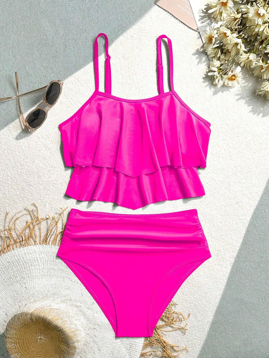 Dame bikini sæt med voluminøst flæse design Skovae