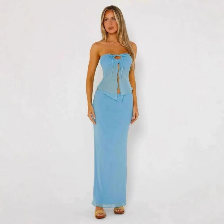 Dame Skulderfri Raffineret Crop Top Stilla