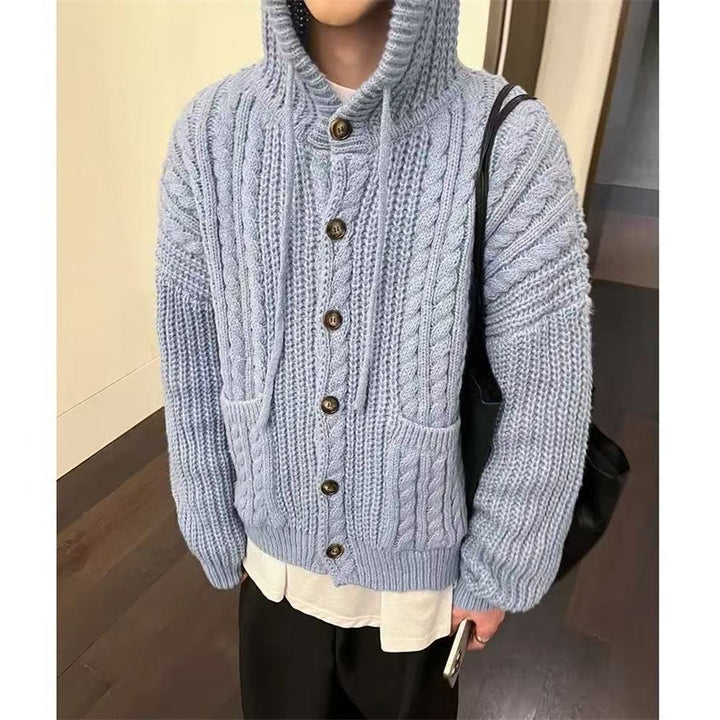 Kvinders hyggelige strikket cardigan med hætte og store lommer Stilla
