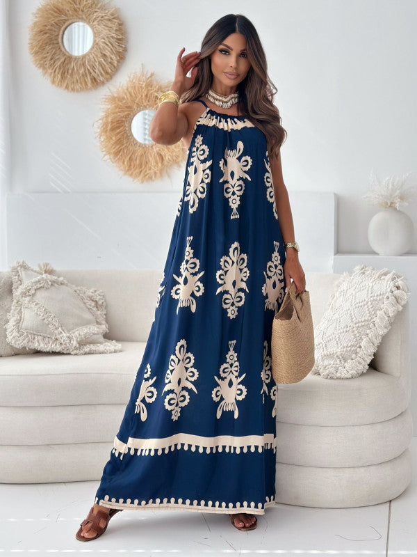 Dame Bohemian-inspireret Maxikjole med justerbar Halterneck Stilla