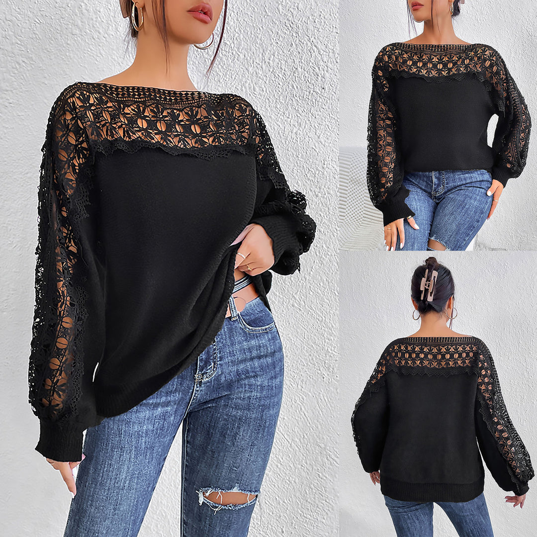Dame Elegant Spids-Overlay Pullover Stilla