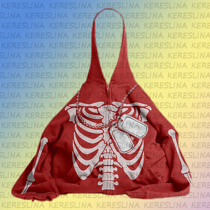 Dame hoodie med kreativt skeletdesign og kvalitetsmateriale Stilla