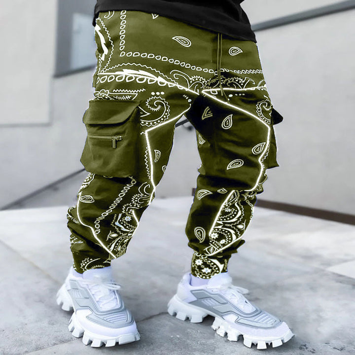 Herre nan Bandana-Cargo-joggingbukser med snor og elastiske manchetter Skovae
