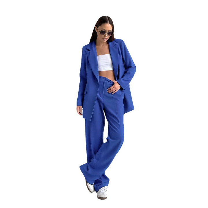 Dame Blazer- og Palazzo-bukser Sæt med moderne snit og elegant fald Stilla