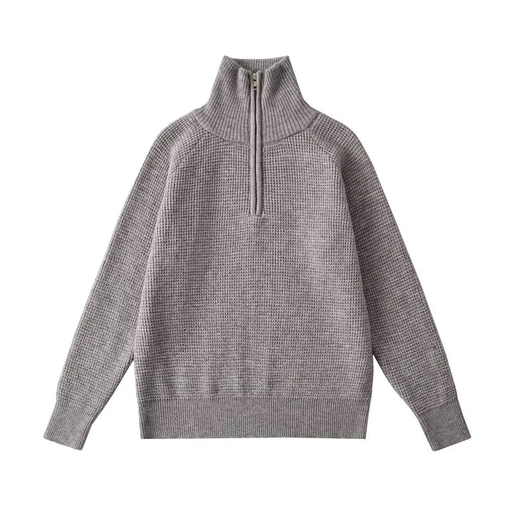 Dame Blød Finstrik Pullover med Ståkrave Stilla
