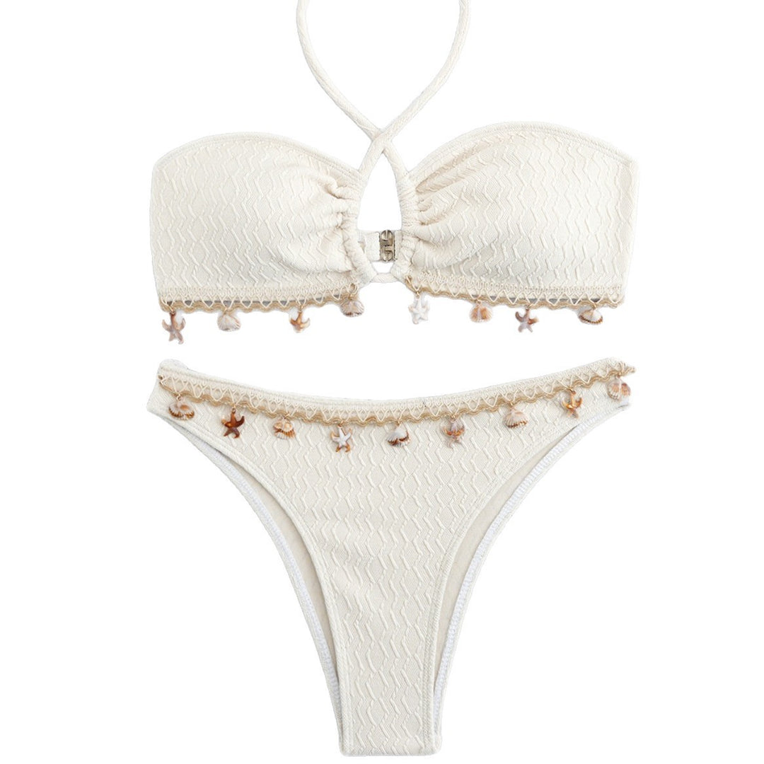 Dame bandeau-bikini med muslingedekoration skovae