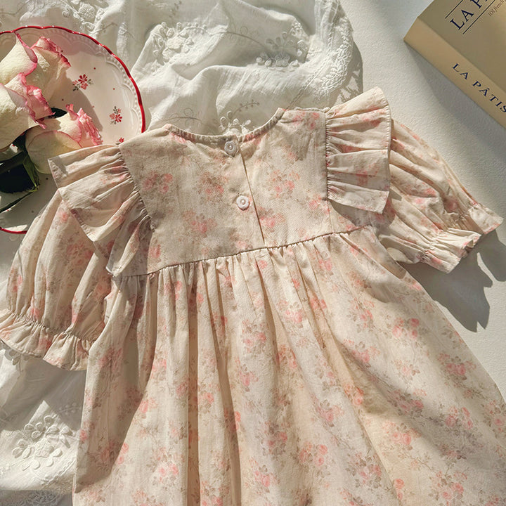 Pige Vintage Blomster Rynkekjole Stilla