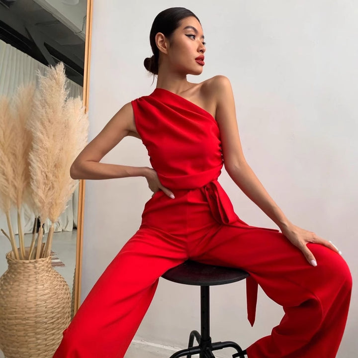 Dame One-Shoulder Jumpsuit med bredt ben Skovae