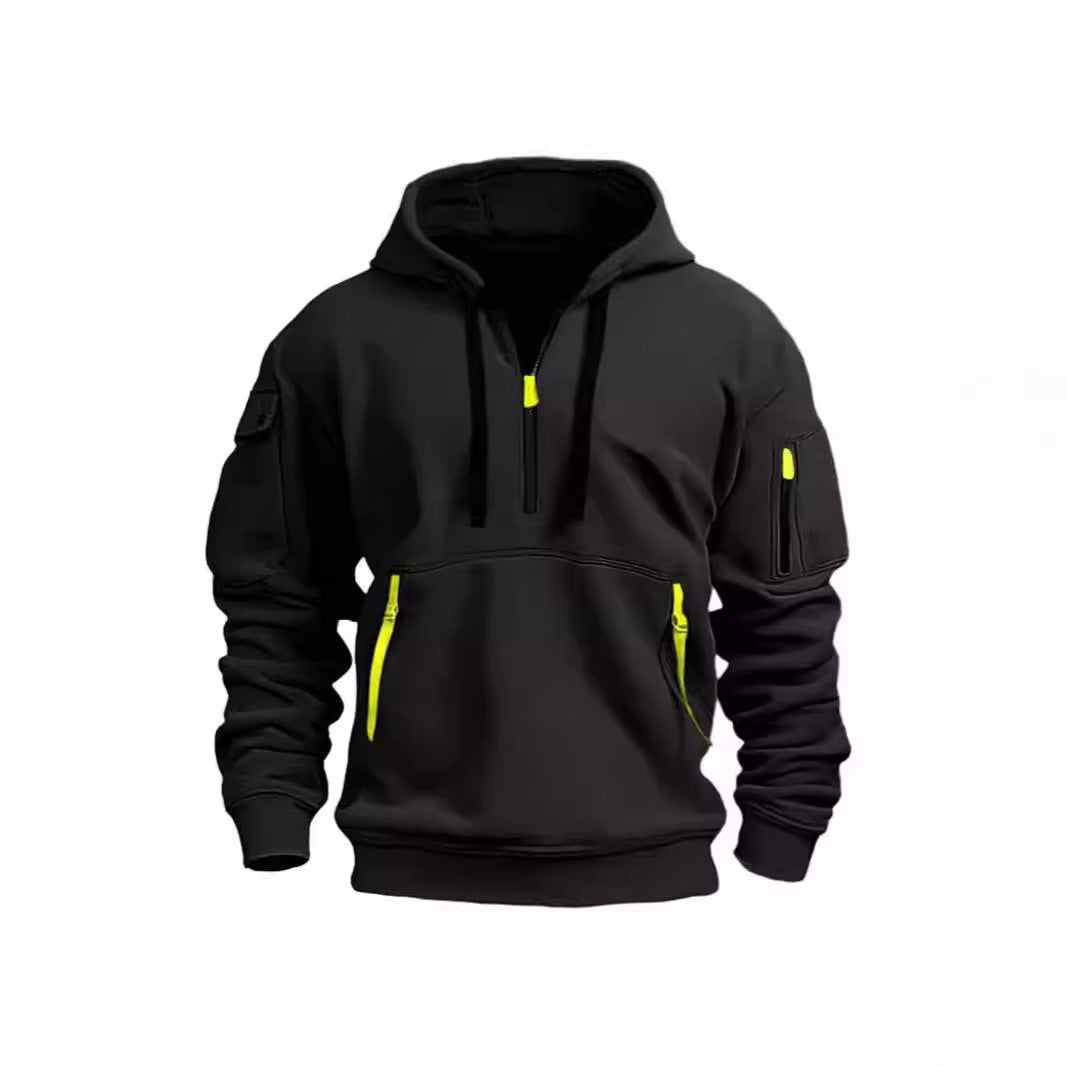 Kvindernes hætte sweatshirt med funktionelle lommer og moderne høj krave Skovae
