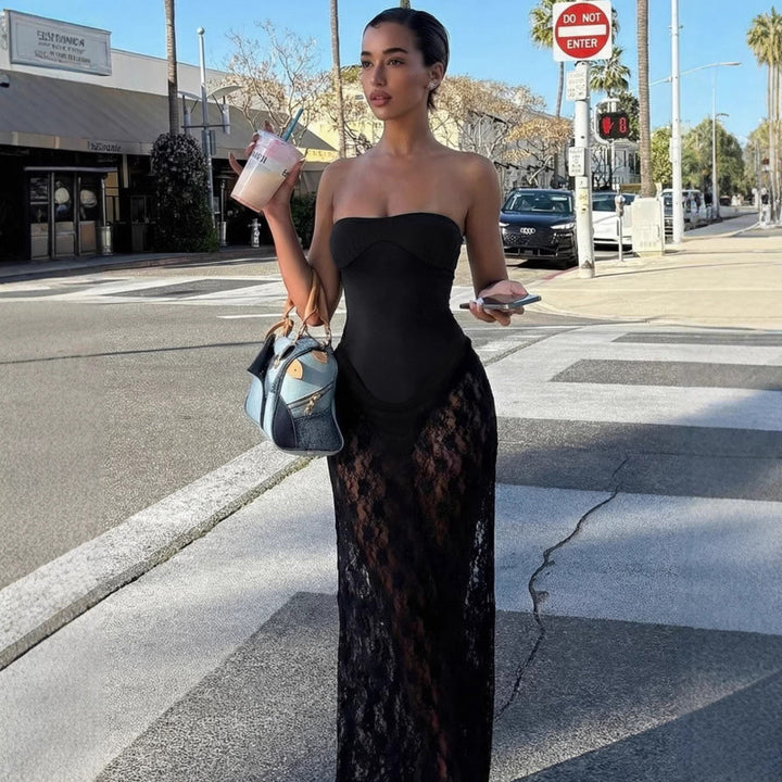 Damen Langarm Kleid Skovae