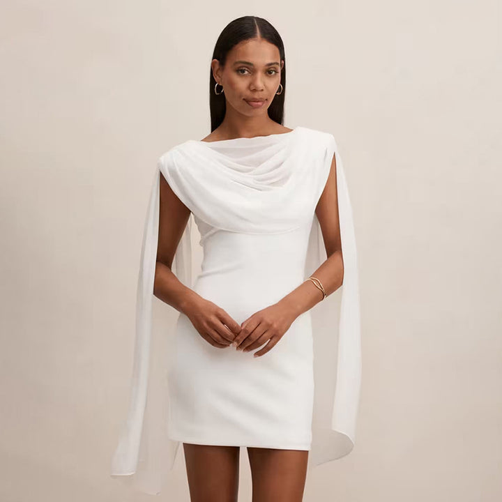 Damen Elegantes Wickelkleid mit drapierter Schulterpartie Skovae