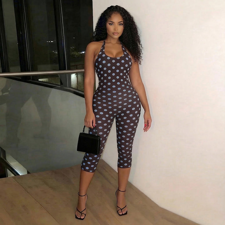 Damen Figurformender Jumpsuit mit Polka-Dots und schmalem Schnitt Skovae