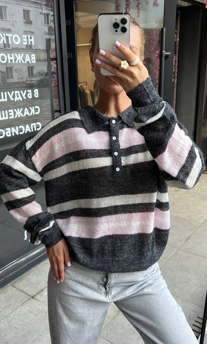 Damer elegant langærmet bluse med knapstolpe og løs pasform Stilla